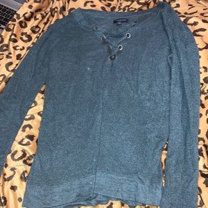 American eagle lace front forest green legging length sweater